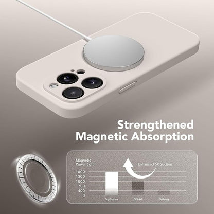 Magnetic for iPhone 13 Pro Max Case, Compatible with MagSafe, [Full Camera Protection][Screen Protector] Silicone Shockproof Protective Phone Case for iPhone 13 Pro Max 6.7", Stone