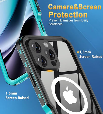 for iPhone 16 Pro Case Waterproof | Shockproof Dust Proof Phone Case Cover with Screen Protector - Blue