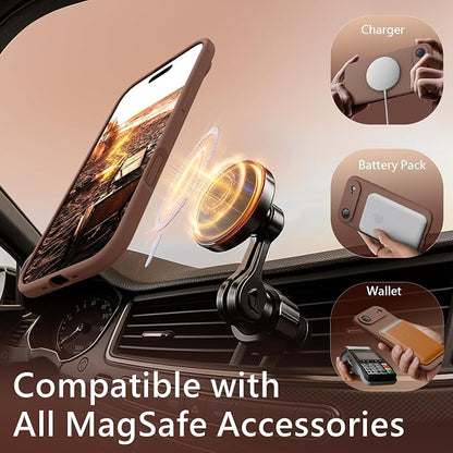 FireNova Magnetic for iPhone Air Case, Compatible with MagSafe, [Integrated Silicone Camera Control Button] [Camera Protection] Microfiber Lining Phone Case for iPhone 17 Air, 6.5", Light Brown
