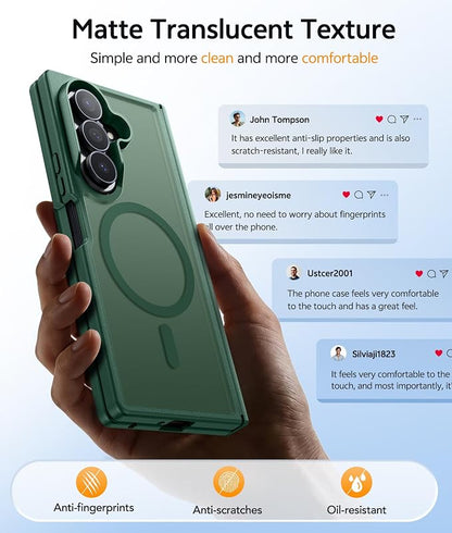 FNTCASE for Samsung Galaxy Z Fold 8 Ultra / Z Fold 7 Case, Fit for Magsafe | Hinge Protection, Screen Protector, Translucent Matte, 14FT Military Grade Drop Proof, Protective Phone Cover, Green