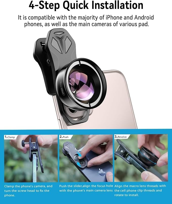Evil eye 10X Macro Phone Lens Kit for Smartphone with Universal Clip, Professional Macro Photography Lens for iPhone, Samsung and Most of Android Smartphone