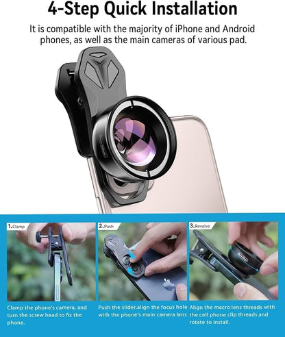 Evil eye 10X Macro Phone Lens Kit for Smartphone with Universal Clip, Professional Macro Photography Lens for iPhone, Samsung and Most of Android Smartphone