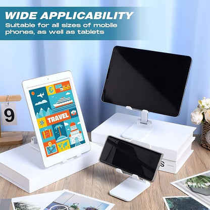 24 Pcs Cell Phone Stand for Desk Phone Holder Stand Foldable Angle Height Adjustable Portable Holder Tablet for Office Travel Photography (White)