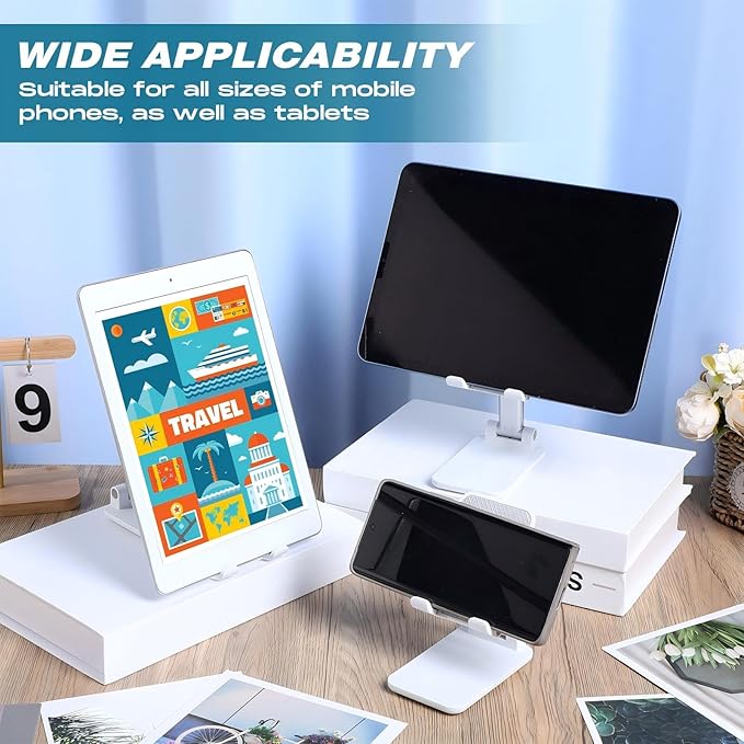 48 Pcs Cell Phone Stand for Desk Phone Holder Stand Foldable Angle Height Adjustable Portable Holder Tablet for Office Travel Photography (White)