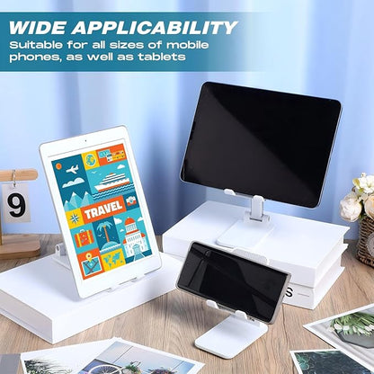 48 Pcs Cell Phone Stand for Desk Phone Holder Stand Foldable Angle Height Adjustable Portable Holder Tablet for Office Travel Photography (White)