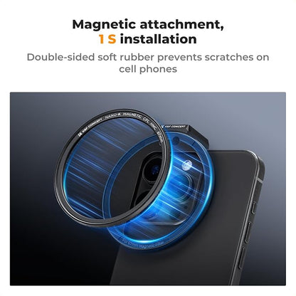 K&F CONCEPT Clip On 67mm CPL Magnetic Phone Lens Filter Kit, Phone Clip with Magnetic Adapter Ring/Cold Shoe/Locking Knob, Polarizer Filter Compatible with iPhone 16 15 Pro Max 14 13
