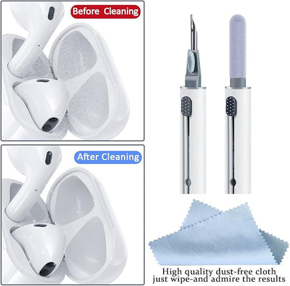 Airpod Cleaner Kit, Earbud Cleaning Kit for Airpods Pro 1 2 3,Multi-Function Cleaning Pen with Soft Brush Flocking Sponge, Suitable for Bluetooth Headset, Charging Box, Mobile Phone,Earbud (1Pcs)