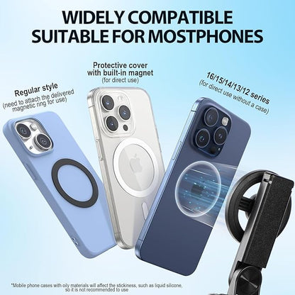 4-in-1 Multifunctional Magnetic Selfie Stick,Portable Pocket Size Selfie Stick for iPhone Magsafe,360° Rotation Phone Tripod with Wireless Remote for iPhone & Android