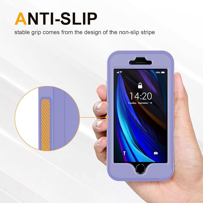 jaroco Design for iPhone SE Case 2022/2020,iPhone 8/7 [Shockproof] [Dropproof] [Dust-Proof] [Military Grade Drop Tested] with Non-Slip Removable iPhone SE 2022 Case 4.7 Inch-Light Blue+Purple
