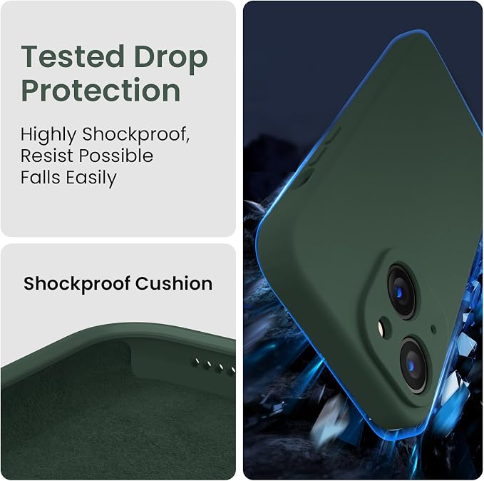 FireNova Designed for iPhone 15 Case, Silicone Upgraded [Camera Protection] Phone Case, Soft Anti-Scratch Microfiber Lining Inside, 6.1 inch, Alpine Green