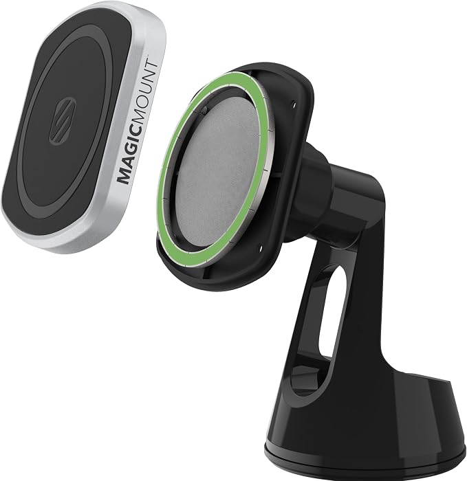 Scosche MP2ROWD MagicMount Pro2 MagSafe Car Dashboard/Windshield Suction Mount, Hands-Free Cell Phone Holder Compatible with iPhone 16/15/14/13/12 Series and More with MagicRing Adapter, Pack of 2