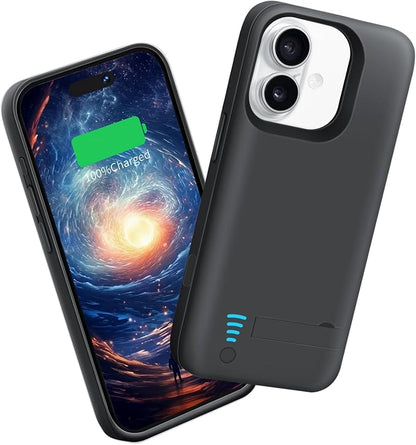 Sitong Battery Case for iPhone 16 Plus, 6000mAh Rechargeable Extended Battery Charging/Charger Case, Add 100% Extra Juice (6.7 Inches) Black