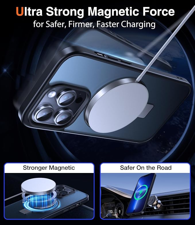 Chicfun 3-in-1 [Magnetic+Kickstand+Ring Holder] for iPhone 13 Pro Max Case Stand Ring Holder Compatible with MagSafe, Military Shockproof Protective iPhone 13 Pro Max Phone Case Kickstand Cover