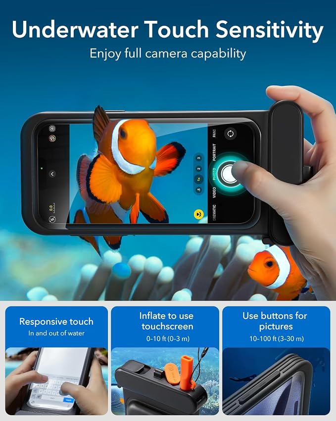 ESR Waterproof Phone Pouch for iPhone 15 Pro Max /14 Pro Max, Underwater Touch Sensitivity, IPX8 Floating Waterproof Cellphone Case with Lanyard, Dry Bag for Snorkeling, Black