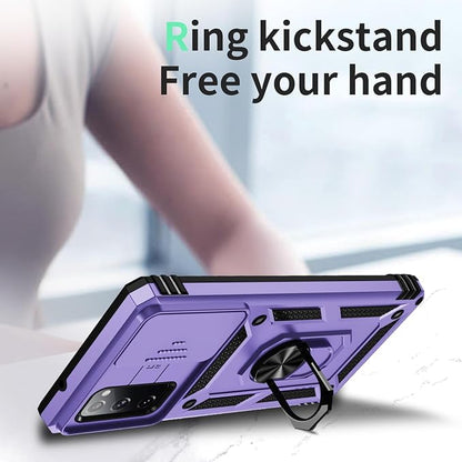 Weycolor for Samsung Galaxy S20 FE 5G Case with Camera Lens Cover, HD Screen Protector, 10 FT Military Grade Drop Protection, Magnetic Ring Holder Kickstand Protective Phone Case, Lavender