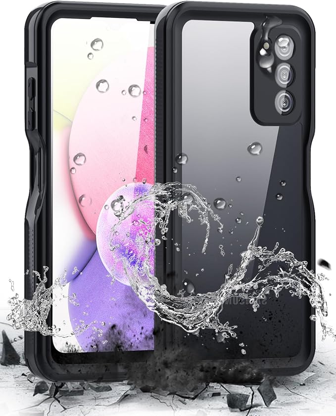 Hualele Galaxy A03S Case Waterproof, Built in Lens & Screen Protector Rugged Full Body Heavy Duty Protective Shockproof IP68 Underwater Case for Samsung Galaxy A03S Black