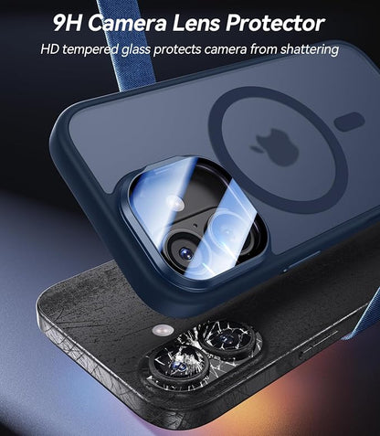 [Upgraded Full Camera Protection] for iPhone 17 Case with Camera Cover Stand [Fit for MagSafe][10FT Mil-Grade Protection] Translucent Magnetic iPhone 17 Phone Case, Blue