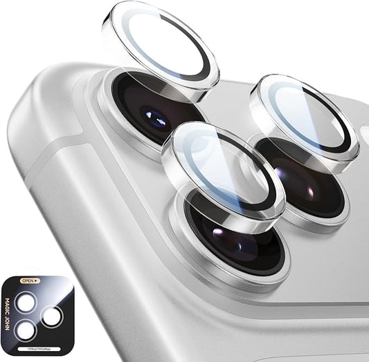 MAGIC JOHN for iPhone 17 Pro Max/17 Pro Camera Lens Protector [Alignment Kit&1:1 Invisible Fit] 9H Aerospace Tempered Glass, Ultra HD, Metal Individual Ring, Set of 2,Clear