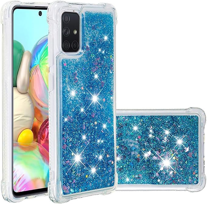 Liquid Case Silicone für Galaxy A71 Blue, Ultra Slim Silicone Liquid Floating Bumper Case Transparent Protective Cover Yellowing-Resistant Gel Back Case Scratch Compatible with Samsung Galaxy A71