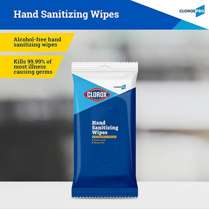 Clorox Pro Alcohol Free Hand Wipes with BZK - Gentle Sanitizing Wipes Serve as Travel Essentials & On-The-Go Cleaning - Disinfecting Sanitizer Solution for School Supplies & Office Use, 20 Count
