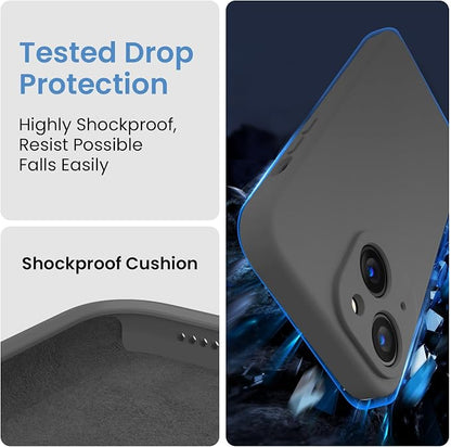 FireNova Designed for iPhone 14 Case, Silicone Upgraded [Camera Protection] Phone Case, Soft Anti-Scratch Microfiber Lining Inside, 6.1 inch, Space Gray