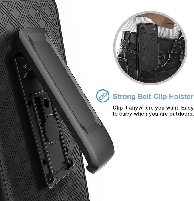Fingic for iPhone Air Case,iPhone 17 Air Belt Clip Holster Case Slim Combo Shell with Kickstand Swivel Holster Rugged Shockproof Antiscratch Full Body Protective Cover for iPhone 17 Air,2025,Black