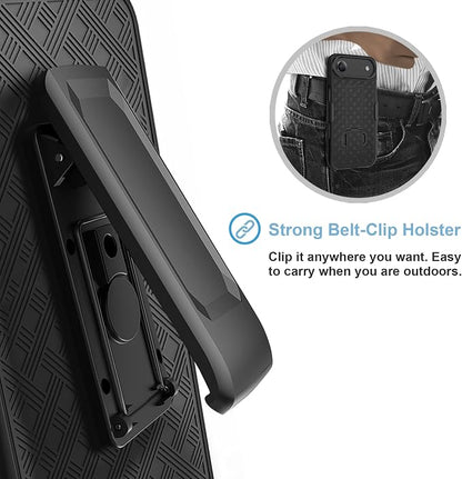 Fingic for iPhone Air Case,iPhone 17 Air Belt Clip Holster Case Slim Combo Shell with Kickstand Swivel Holster Rugged Shockproof Antiscratch Full Body Protective Cover for iPhone 17 Air,2025,Black