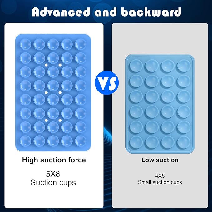 Double Sided Silicone Suction Phone Holder Mount, Silicon Accessory for iPhone and Android, Hands-Free Mirror Shower Phone Holder, TikTok Videos and Selfies (Combo E)