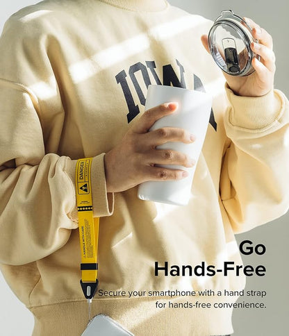 Ringke Hand Strap [Phone Wrist Strap] Designed for Camera Strap and Phone Strap, Adjustable Sturdy Universal Lanyard Compatible with Camera and Phone Case - Danger Yellow