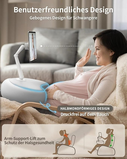 SAIJI Kindle Pillow Stand - Magnetic iPad Stand Compatible with Kindle, Tablet, iPad, iPhone, 360° Tablet Holder for Bed with Ergonomic Pillow and Dual-Jointed Arm, 2 Free Magnetic Sheets (Gray)