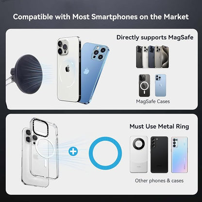 360° Magnetic Phone Mount - Dual Arm Foldable Phone Holder with Strong Adhesive Base for Car Dashboard/Desk/Wall, Universal Magnetic Stand for iPhone 16/15 & All Smartphones-828002