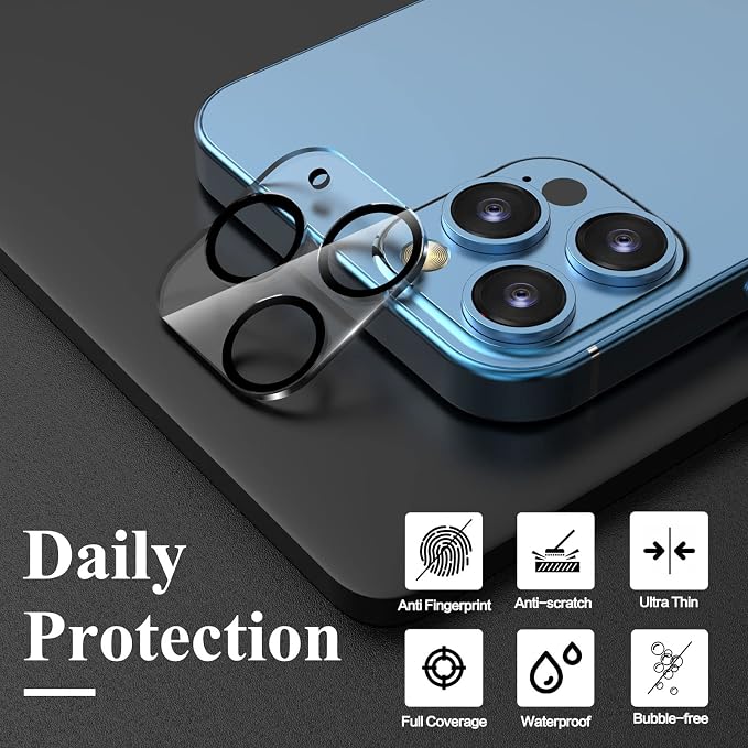 YWXTW [5 Pack Camera Lens Protector Compatible with iPhone 12 Pro Max 6.7" Tempered Glass, [Night Shooting Mode] Case Friendly, High Definition