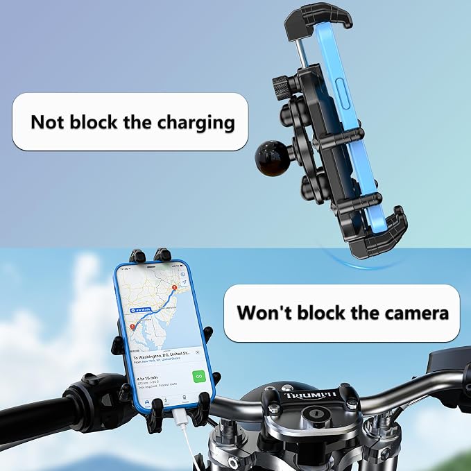 LOKTENWO Motorcycle Phone Mount with Vibration Dampener & High-Speed Secure Lock, Anti-Theft ATV Scooter Motorcycle Handlebar Phone Holder for 5.4” to 7.2” Smartphone