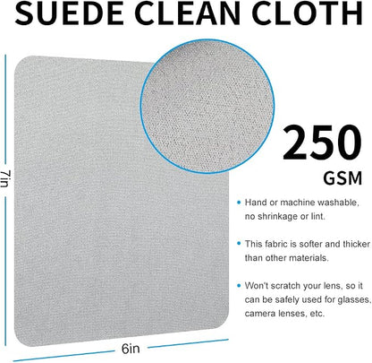 100 PCS Glasses Clean Cloth Suede, Lens Clean Cloth for Lenses, Glasses, Screens, Cameras, iPad, iPhone, Eyeglasses (6"x7", 100PCS/Grey)
