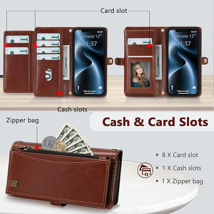 Wallet Case for iPhone 12/12 Pro with Card Holder/Crossbody Wallet/Strap| RFID Blocking | Magnetic | Kickstand | Detachable | PU Leather Phone Case for iPhone 12/12 Pro,6.1 in,Brown