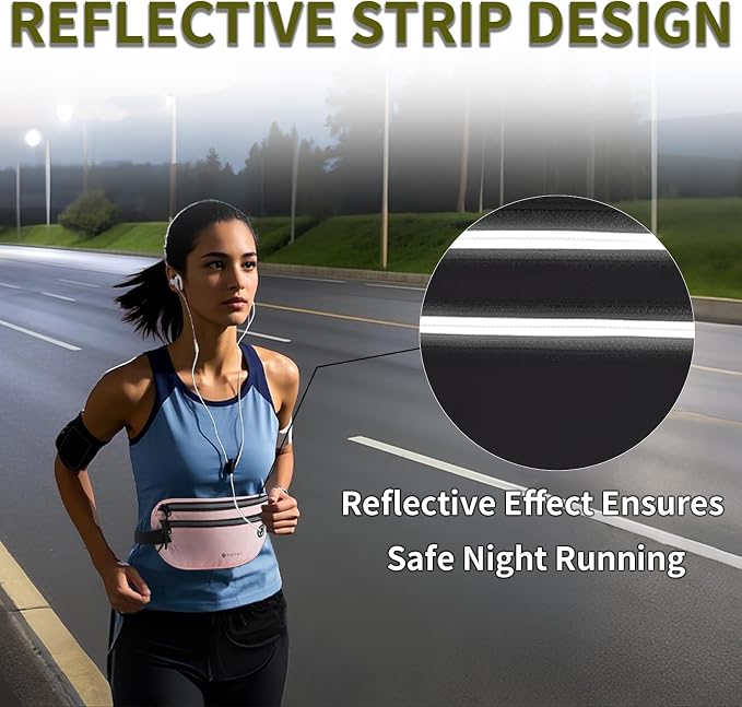 Slim Running Belt for Women Men Runners Fanny Packs With Phone Holder Hidden Pockets Exercise Waist Bag for Marathon Workout