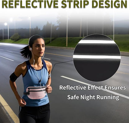Slim Running Belt for Women Men Runners Fanny Packs With Phone Holder Hidden Pockets Exercise Waist Bag for Marathon Workout