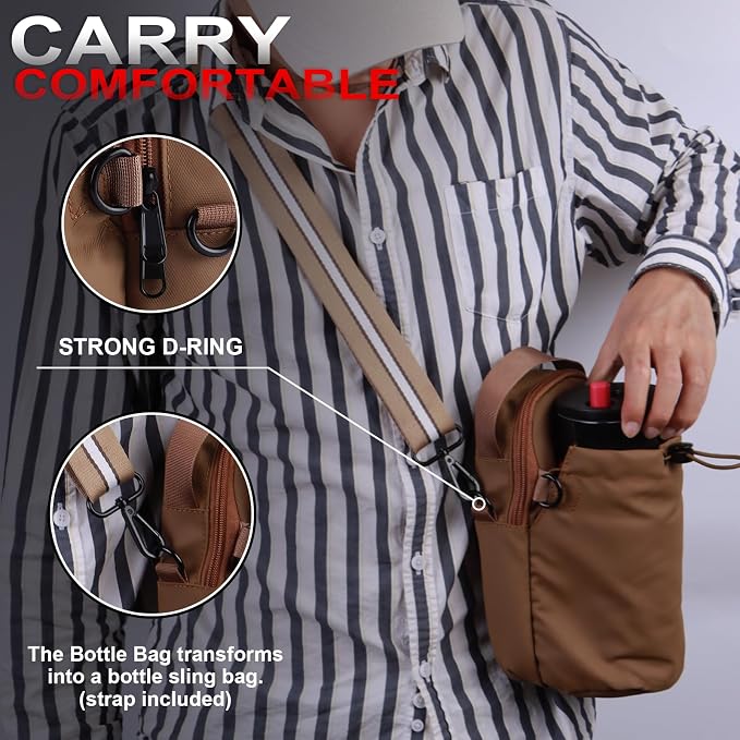 Magnetic Gym Sling Bag for Men & Women | Waterproof Travel Bag with Bottle Holder, USB Port, Adjustable Strap & Phone Pocket (MAX 50oz / 1.5L Bottle)
