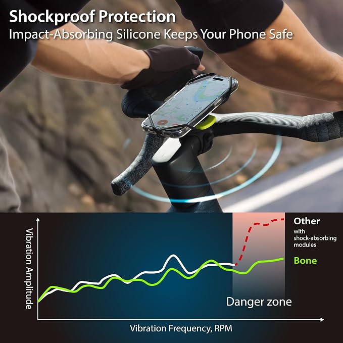 BONE Bike Tie Connect Kit 3, Magnetic Bicycle Phone Mount for Stem, Detachable & 360° Rotatable Silicone MTB Holder, Cycling Phone Carrier for iPhone & 4.7"–7.2" Smartphones (Magnetic - Stem)