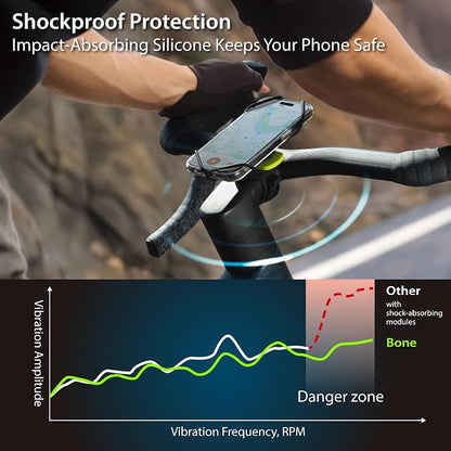 BONE Bike Tie Connect Kit 3, Magnetic Bicycle Phone Mount for Stem, Detachable & 360° Rotatable Silicone MTB Holder, Cycling Phone Carrier for iPhone & 4.7"–7.2" Smartphones (Magnetic - Stem)