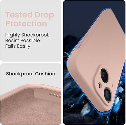 FireNova Designed for iPhone 15 Case, Silicone Upgraded [Camera Protection] Phone Case, Soft Anti-Scratch Microfiber Lining Inside, 6.1 inch, Pinksand