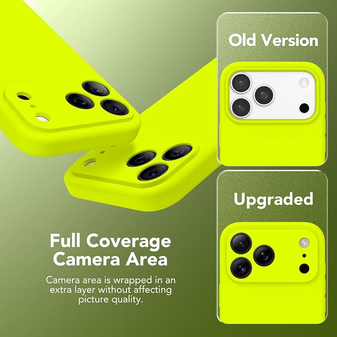 Magnetic for iPhone 17 Pro Max Case, Compatible with MagSafe, [Full Camera Protection][Screen Protector] Silicone Shockproof Protective Phone Case for iPhone 17 Pro Max, Fluorescent Green
