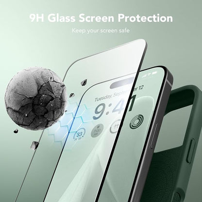 GONEZ Magnetic for iPhone 16 Pro Max Case, Compatible with MagSafe, Liquid Silicone Case, with Screen Protector + Camera Protector, Full Body Protective Shockproof Phone Cover 6.9", Army Green
