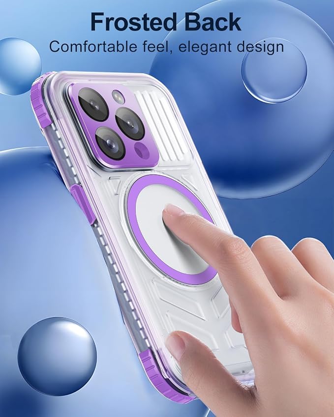 for iPhone 15 Pro Max Waterproof Case with Magsafe, Built-in [Camera & Screen Protector] [Lanyard], IP68 Water Proof Full Body Dustproof Heavy Duty Frosted Protective Phone Cover, 6.7" Purple