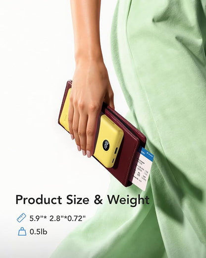 VRURC Portable Charger Power Bank - 10000mAh Fast Charging 22.5W PD 20W Slim Portable Charger Built in Cables Power Bank with Cords,USB C Portable Phone Charger Travel Accessories -Yellow