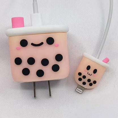 Compatible with Apple 20W/18W USB-C Adapter Charger, 3D Protective Case for iPhone 20W USB-C Power Adapter Charger Fast Lightnin Cartoon Silicone Cover