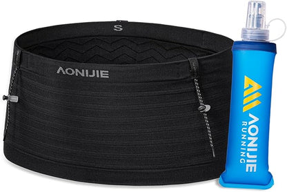 Running Belt for Men Women with 250ml Water Bottle, Lightweight Reflective Waist Pack for Running, Hiking, Training - S