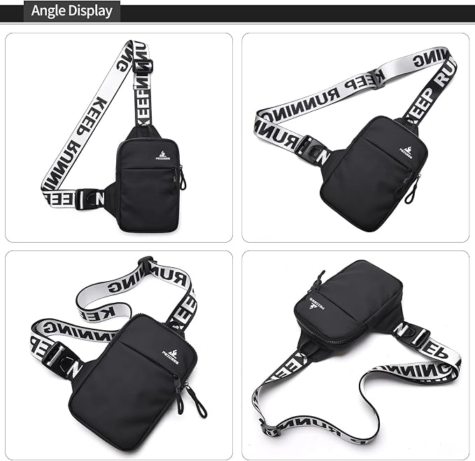 Peicees Mini Crossbody Sling Bag Chest Bag Dual Pocket Water Resistant Fanny Pack Running Phone Holder for Men Women Workout Travel, Purple