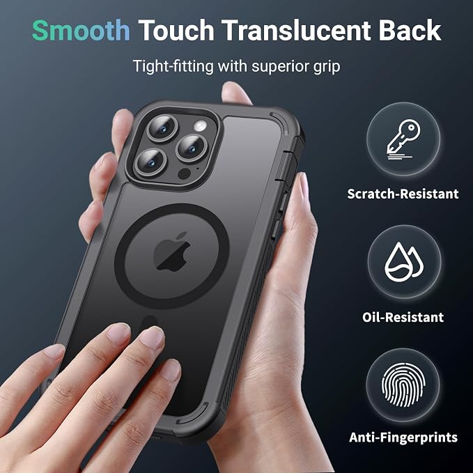 jaroco Magnetic for iPhone 14 Pro Case, [Compatible with MagSafe][Military Grade Drop Protection][Heavy Duty Protection][Non-Slip][Shockproof] 2-Layer Durable Bumper Phone Case 6.1''-Black