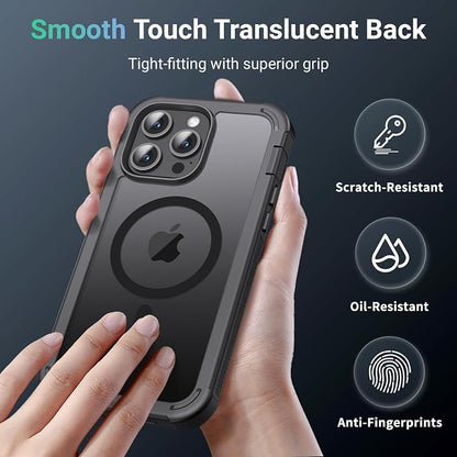 jaroco Magnetic for iPhone 14 Pro Case, [Compatible with MagSafe][Military Grade Drop Protection][Heavy Duty Protection][Non-Slip][Shockproof] 2-Layer Durable Bumper Phone Case 6.1''-Black